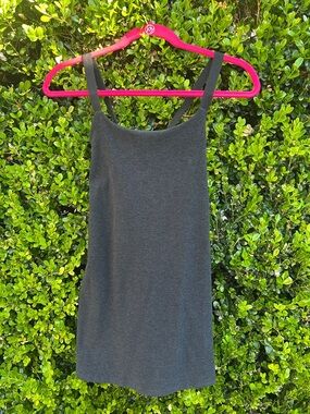 Beyond Yoga Black Tank dress w/ cross back straps. Fully lined w/internal shorts